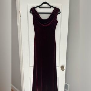 Vince Camuto Cowl-Neck burgundy floor length dress